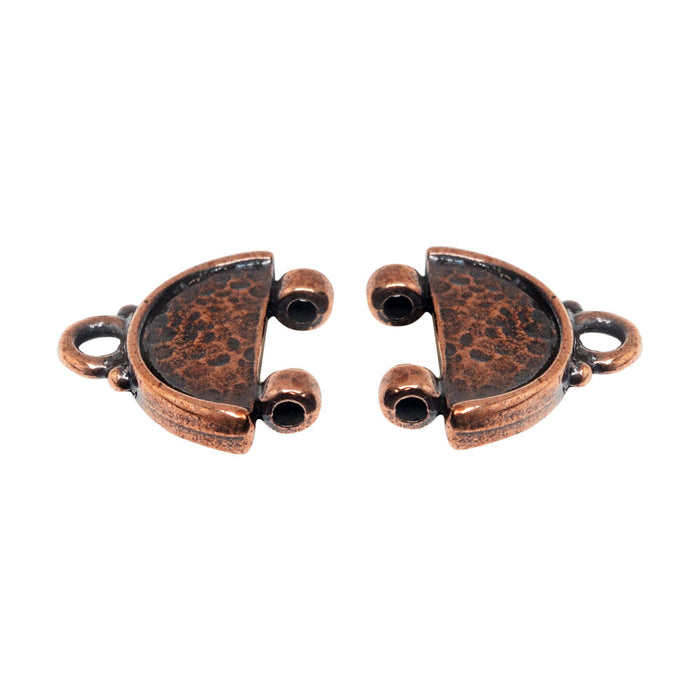 Connector Link, Hammertone Crescent 14x14.5mm Antiqued Copper Plated, By TierraCast (2 Pieces)