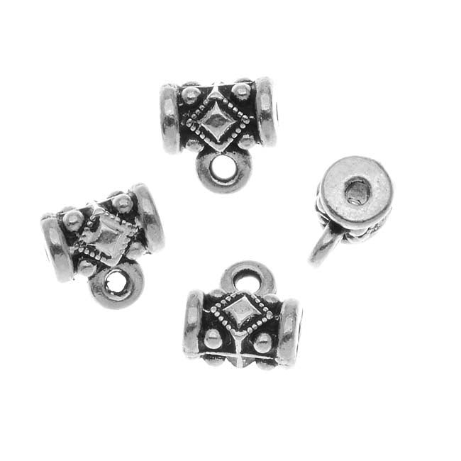 TierraCast Fine Silver Plated Pewter Noble Tube Bails 8mm (4 pcs)