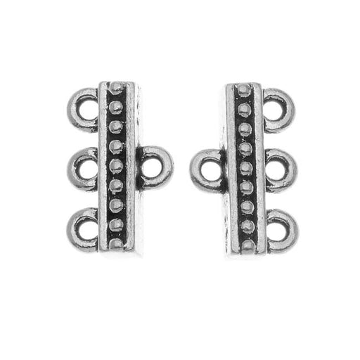 TierraCast Fine Silver Plated Pewter 3-Strand Reducer Bead Bars 14.8mm (2 Pieces)