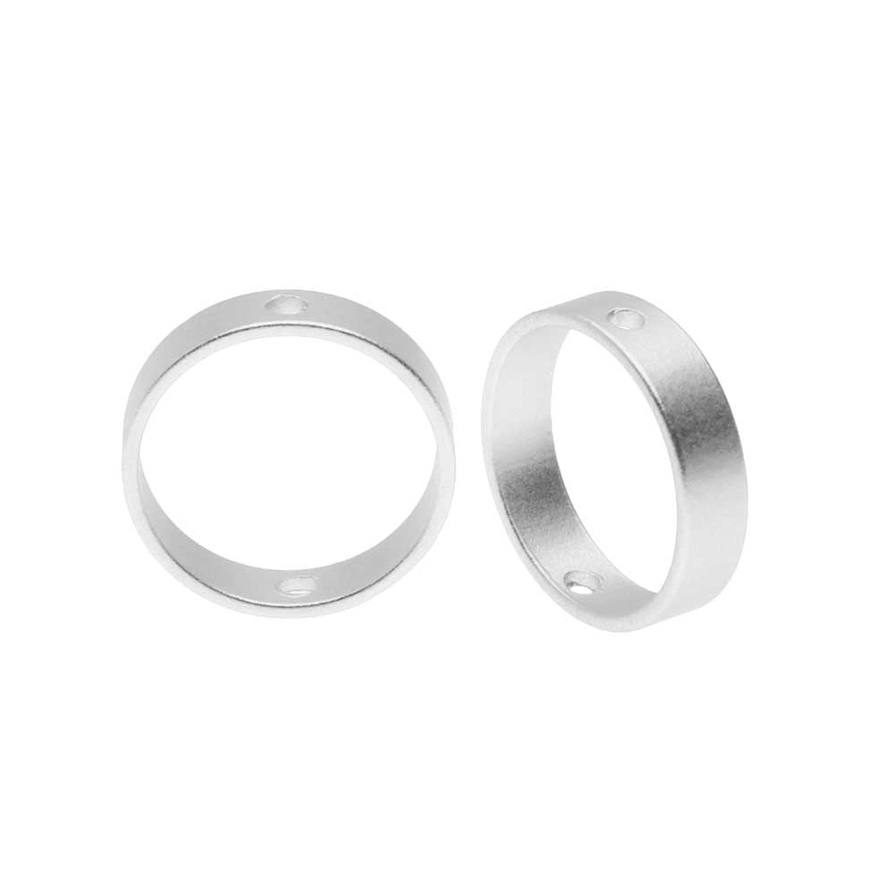 Open Bead Frame, Circle with Drilled Through Hole 10mm, Matte Silver Tone (4 Pieces)