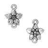 TierraCast Fine Silver Plated Pewter Star Jasmine Flower Connector Links 16mm (2 Pieces)