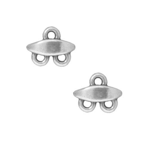 TierraCast Rhodium Plated Pewter Bead Almond Double Strand Reducer (2 Pieces)