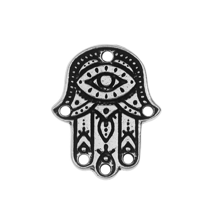 TierraCast Pendant Link, Hamsa Hand 17.5x22mm, Antiqued Silver Plated (1 Piece)
