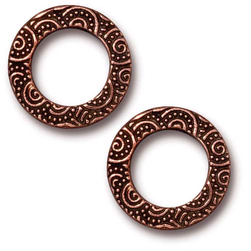 TierraCast Antiqued Copper Plated 16mm Spiral Ring Connector Link (2 pcs)
