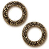 TierraCast Antiqued 22K Gold Plated 16mm Spiral Ring Connector Link (2 Pieces)