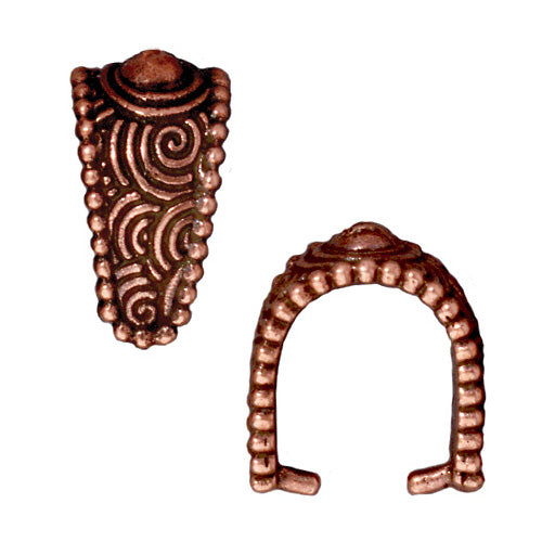 TierraCast Antiqued Copper Plated Pewter Large Spiral Pinch Bail For Pendants 17mm (2 Pieces)