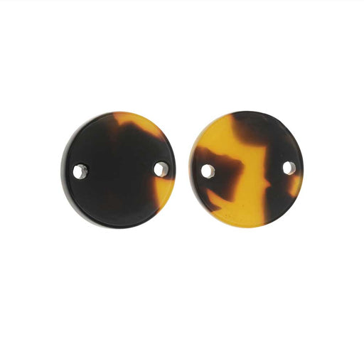 Zola Elements Acetate Connector Link, Coin 14mm, Brown Tortoise Shell (2 Pieces)