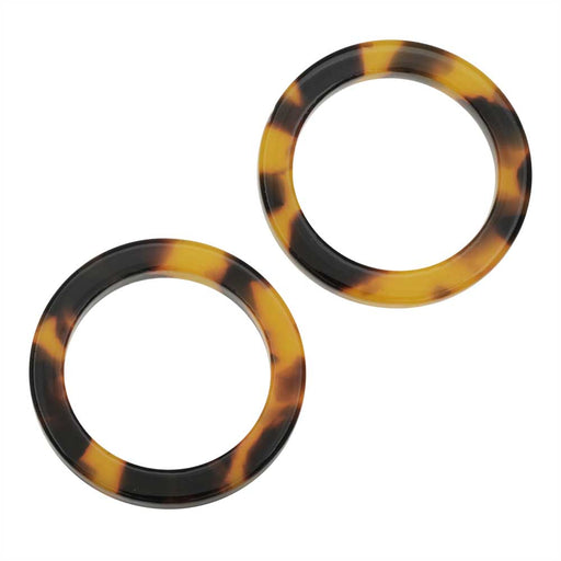 Zola Elements Acetate Connector Link, Circle 24mm, Brown Tortoise Shell (2 Pieces)