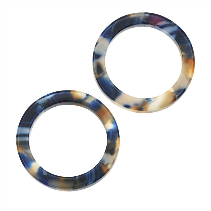 Zola Elements Acetate Connector Link, Twilight Circle 24mm, Blue Multi-Colored (2 Pieces)