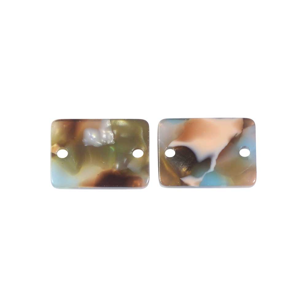 Zola Elements Acetate Connector Link, Mermaid Rectangle 14x10mm, Multi-Colored (2 Pieces)