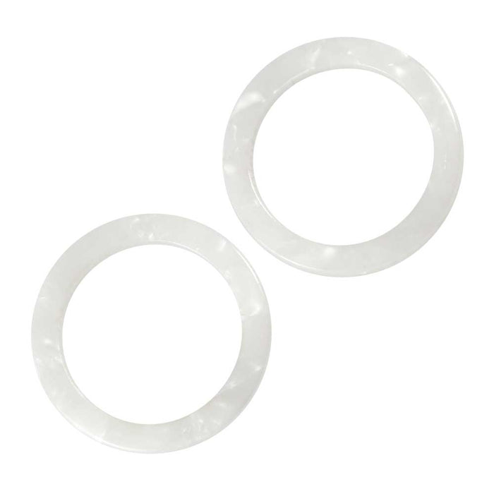 Zola Elements Acetate Connector Link, Circle 24mm, Pearl White (2 Pieces)
