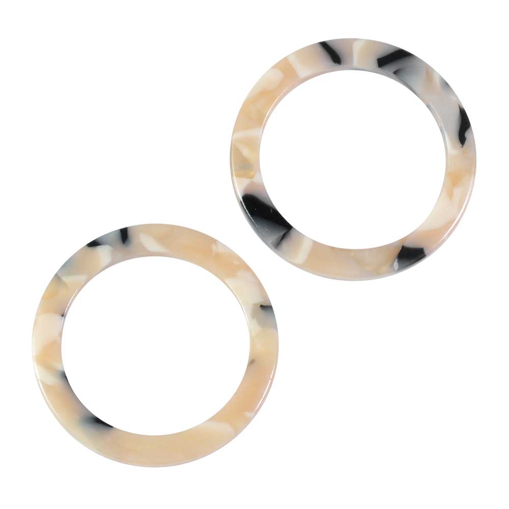 Zola Elements Acetate Connector Link, Circle 23.5mm, Black Pearl Multi-Colored (2 Pieces)