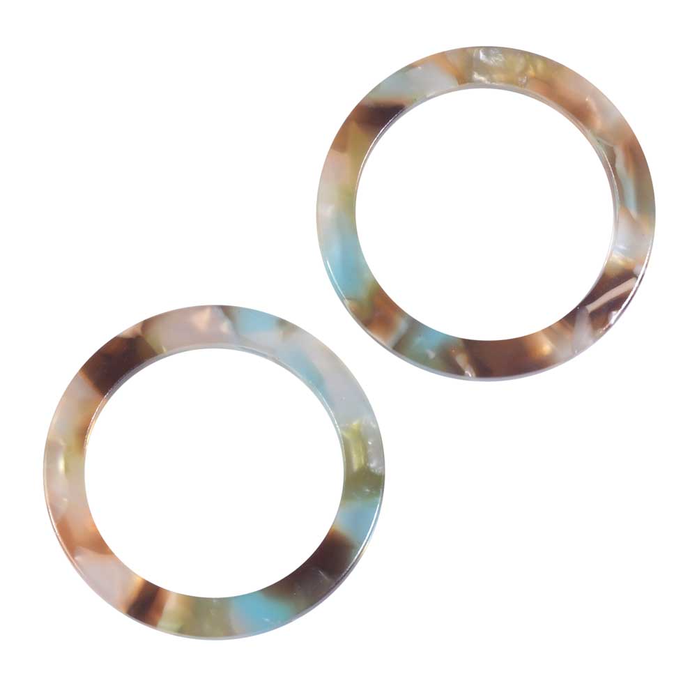 Zola Elements Acetate Connector Link, Mermaid Circle 24mm, Multi-Colored (2 Pieces)