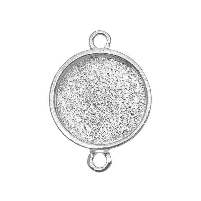 Nunn Design Bright Silver Plated Pewter  Collage Bezel Round 2-Loop Link 12.8mm