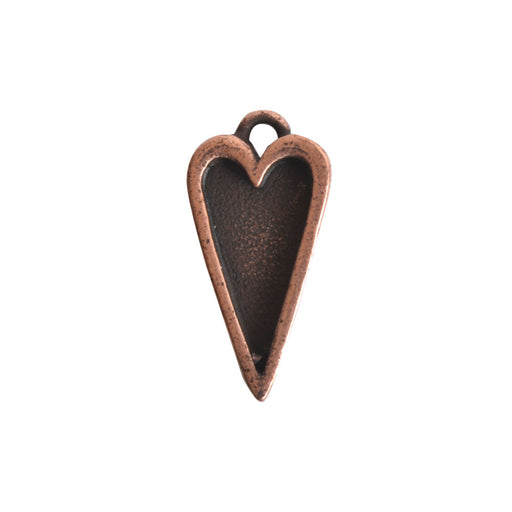 Nunn Design Bezel Charm, Itsy Heart 10x20mm, Antiqued Copper (1 Piece)
