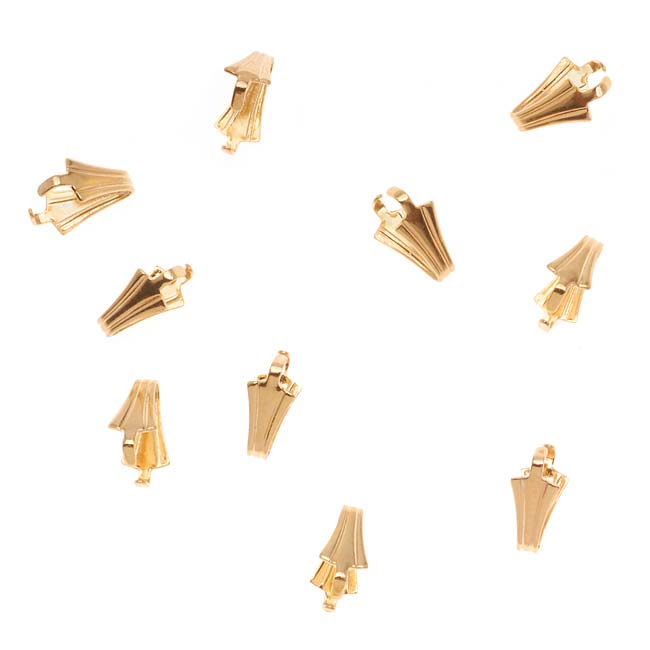 22K Gold Plated Pinch Bail For Stone & Crystal Pendants (10 pcs)