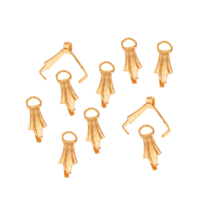 22K Gold Plated Pinch Bail For Gemstone & Crystal Pendants (10 pcs)