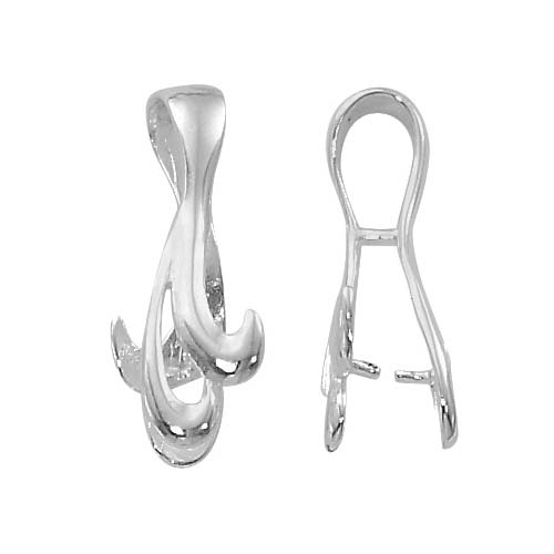 Sterling Silver Ornate Scroll Pinch Bail Large, For Pendants