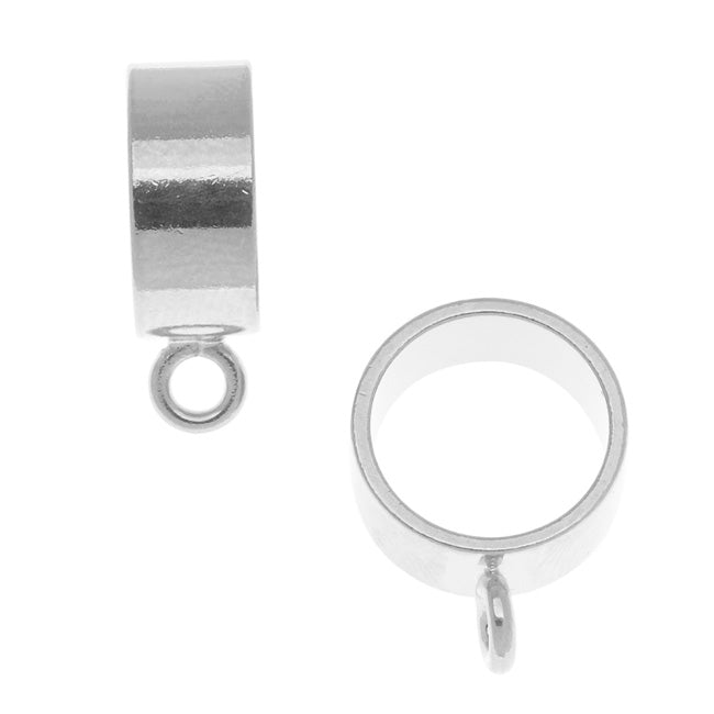 Silver Plated Large Round Slider Bail - Fits Up To 11.5mm Cord (2 Pieces)