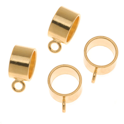 22K Gold Plated Round Slider Bail - Fits Up To 8mm Cord (4 Pieces)