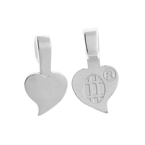 Aanraku, Heart Shaped Glue-On Pendant Bails, Small, Silver Plated (10 Pieces)