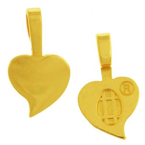 Aanraku, Heart Shaped Glue-On Pendant Bails, Large, Gold Plated (10 Pieces)