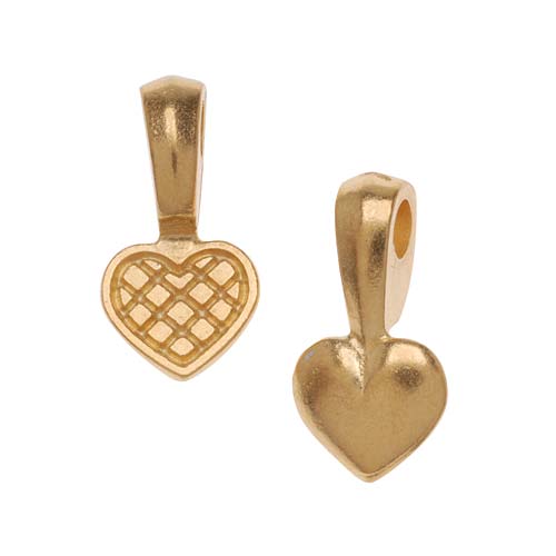 TierraCast 22K Gold Plated Pewter Stone Mounting Heart Bail For Cabochon (2 Pieces)