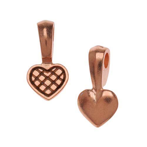 TierraCast Copper Plated Pewter Stone Mounting Heart Bail For Cabochon (2 Pieces)