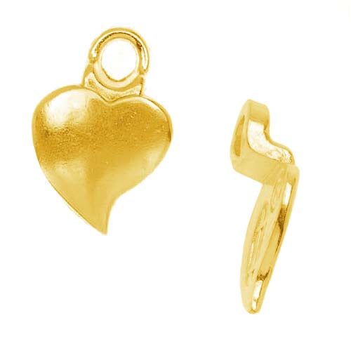 Aanraku, Heart Shaped Glue-On Pendant Bails, Small 13mm, 18K Gold Plated (4 Pieces)