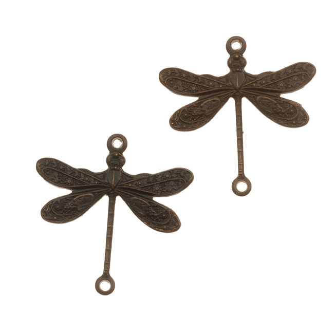 Vintaj Natural Brass 2-Hole Dragonfly Connector Beads 17mm (2 pcs)