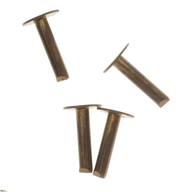 Vintaj Natural Brass, 1/4 inch Nail Head Rivets for Leather, 20 Pieces