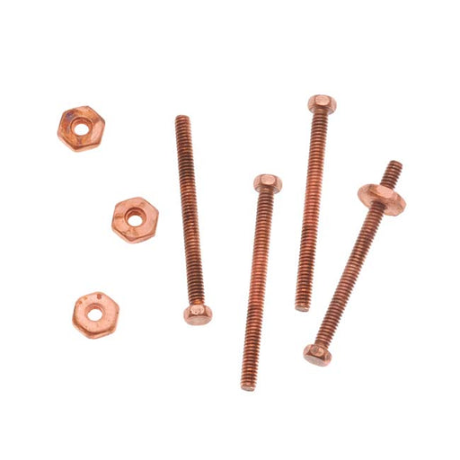 Nunn Design Antiqued Copper Plated 3/4 Inch Hex Micro Screw And Nut Set 1.5mm Wide (4 pcs)