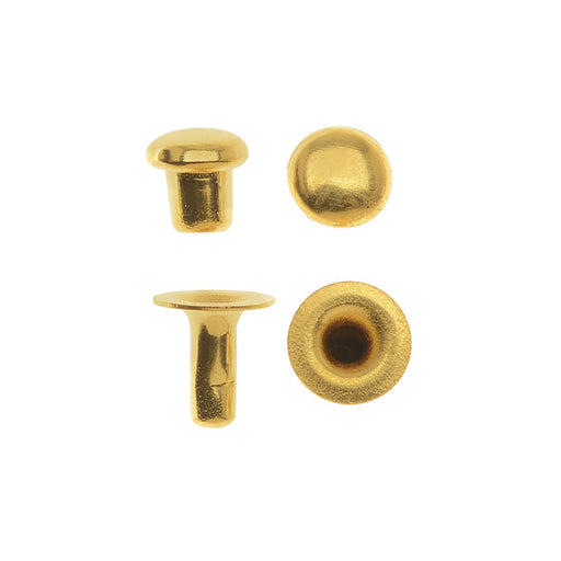 TierraCast Double Round Cap Compression Rivets 4mm, 10 Sets, 22K Gold Plated