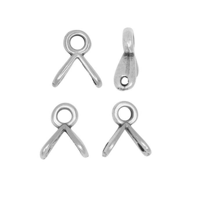Cymbal Bead Endings fit GemDuo Beads, Triades, 7mm Antiqued Silver (4 Pieces)