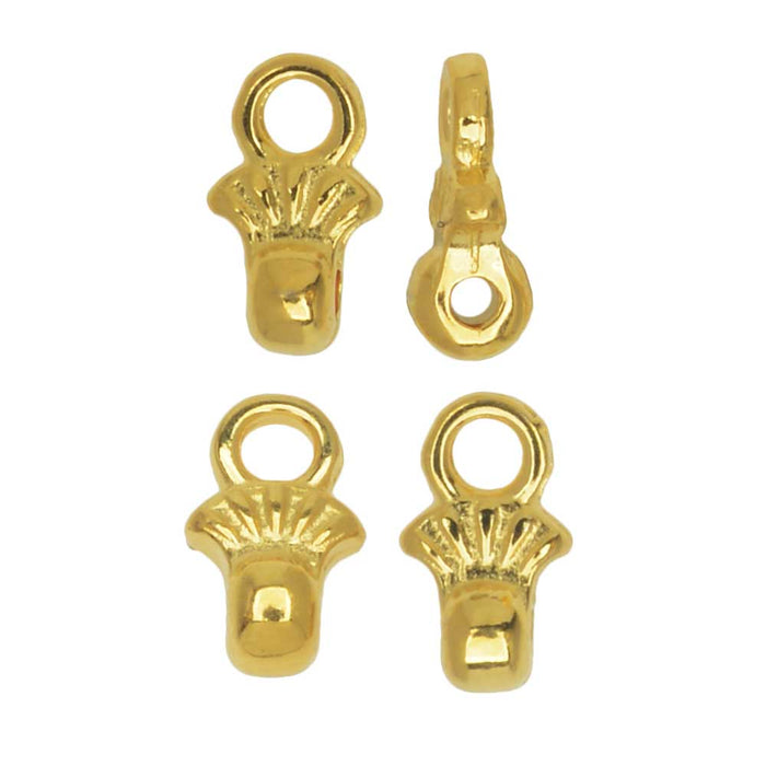 Cymbal Bead Endings fit 8/0 Round Beads, Pilos, 6.5mm 24kt Gold Plated (4 Pieces)