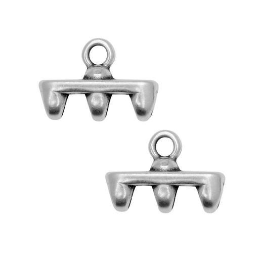 Cymbal Bead Endings fit Superduo Beads, Rozos III, 8mm Antiqued Silver (2 Pieces)