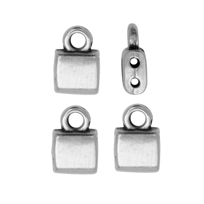 Cymbal Bead Endings fit Tila Beads, Piperi, 7.5mm Antiqued Silver (4 Pieces)