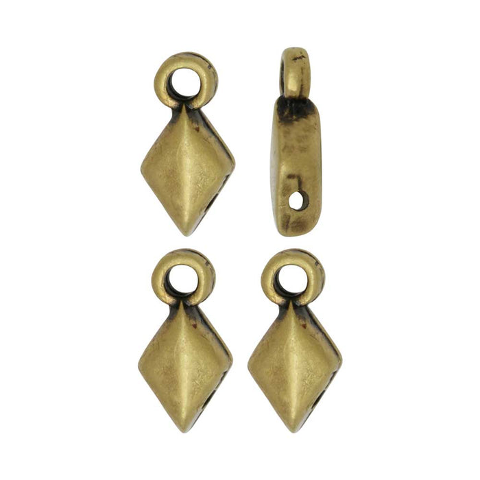 Cymbal Bead Endings fit GemDuo Beads, Sykia, 10.5mm Antiqued Brass Plated (4 Pieces)