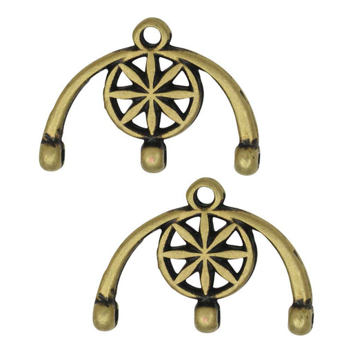 Cymbal Bead Endings fit 8/0 Round Beads, Amatos III, 13mm, Antiqued Brass Plated (2 Pieces)