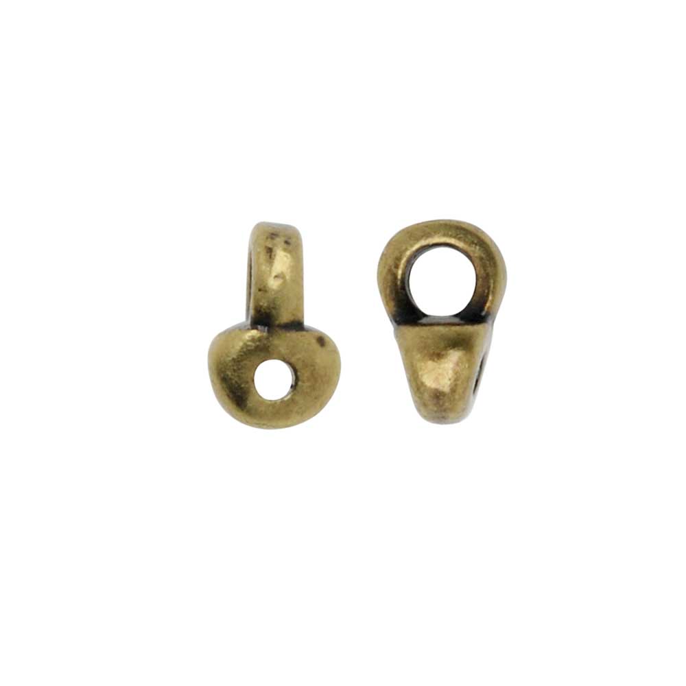 Cymbal Bead Endings fit Superduo Beads, Remata, 5mm Antiqued Brass Plated (4 Pieces)