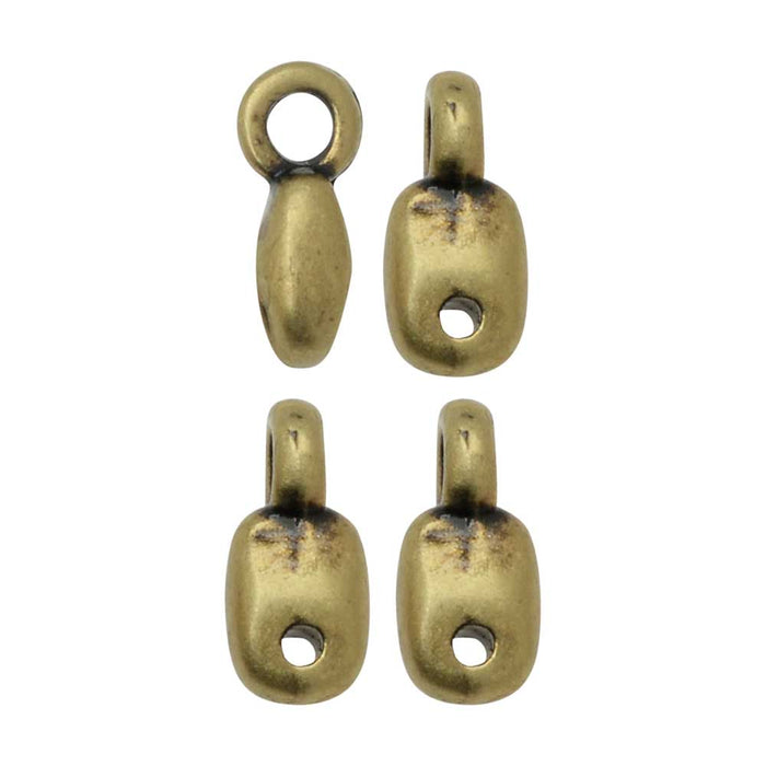 Cymbal Bead Endings fit Superduo Beads, Vourkoti, 8mm Antiqued Brass Plated (4 Pieces)