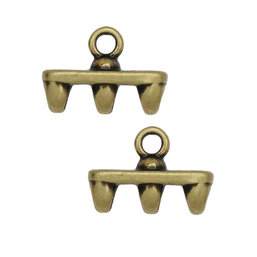 Cymbal Bead Endings fit Superduo Beads, Rozos III, 8mm Antiqued Brass Plated (2 Pieces)