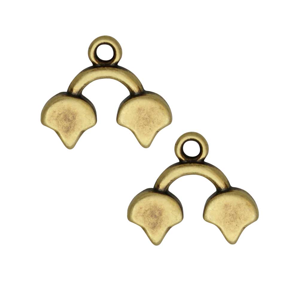 Cymbal Bead Endings for Ginko Beads, Kastro II, 14x16mm, Antiqued Brass Plated (2 Pieces)