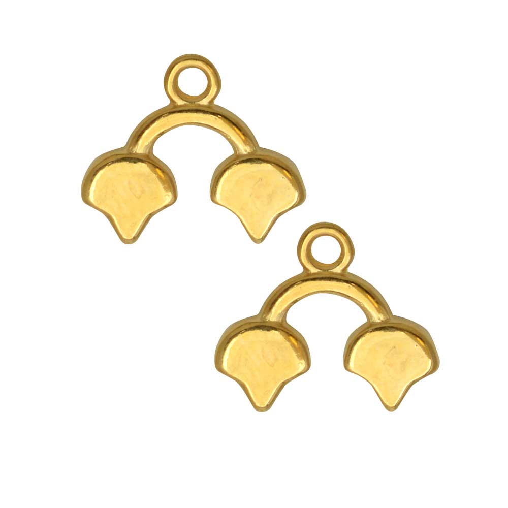 Cymbal Bead Endings for Ginko Beads, Kastro II, 14x16mm, 24k Gold Plated (2 Pieces)