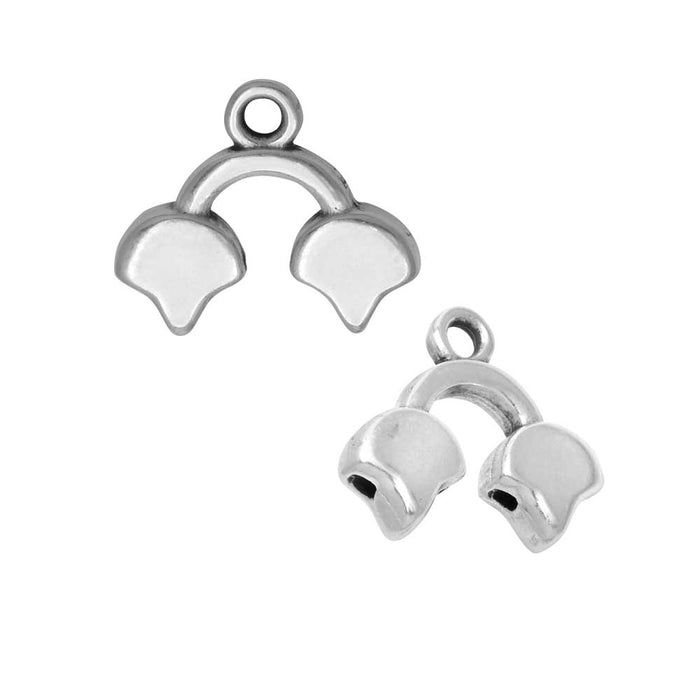 Cymbal Bead Endings for Ginko Beads, Kastro II, 14x16mm, Antiqued Silver Plated (2 Pieces)