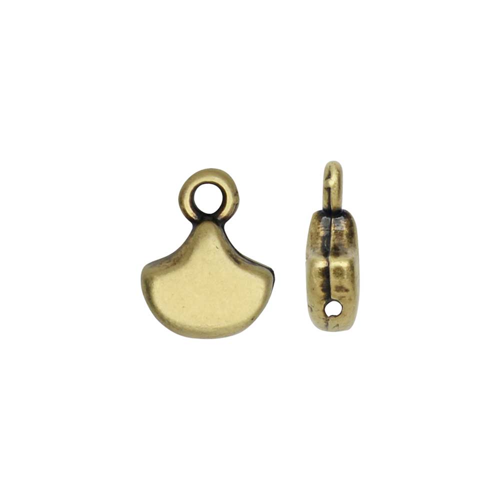 Cymbal Bead Endings for Ginko Beads, Karavos, 10x7mm, Antiqued Brass Plated (2 Pieces)