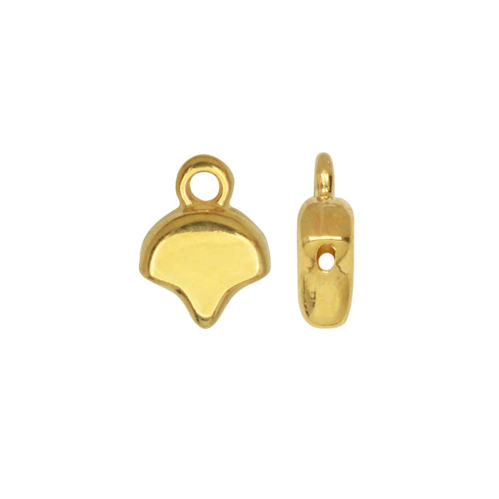 Cymbal Bead Endings for Ginko Beads, Kastro, 10x7mm, 24k Gold Plated (2 Pieces)