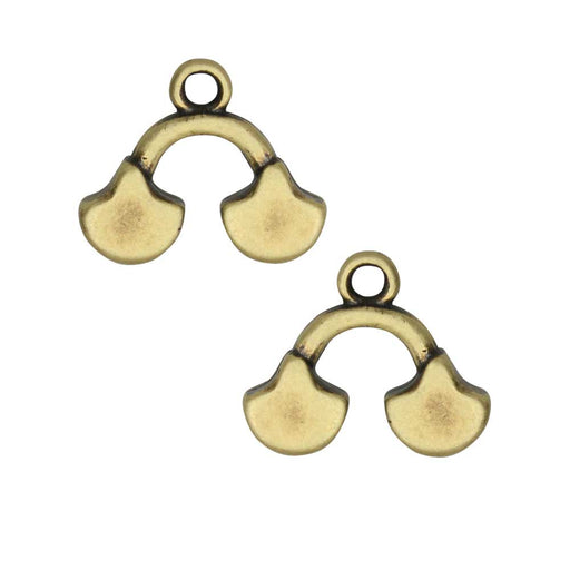 Cymbal Bead Endings for Ginko Beads, Karavos II, 14x16mm, Antiqued Brass Plated (2 Pieces)
