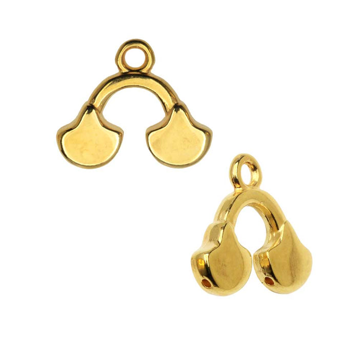 Cymbal Bead Endings for Ginko Beads, Karavos II, 14x16mm, 24k Gold Plated (2 Pieces)