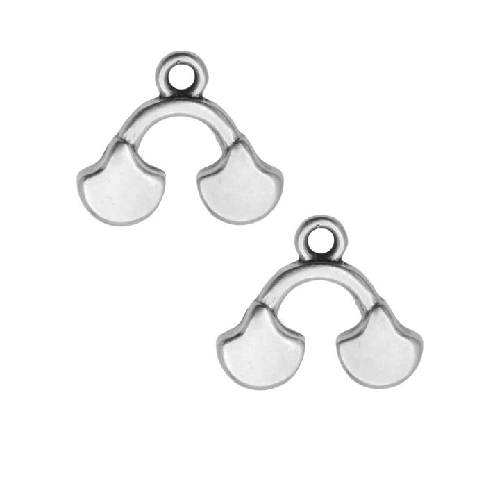 Cymbal Bead Endings for Ginko Beads, Karavos II, 14x16mm, Antiqued Silver Plated (2 Pieces)